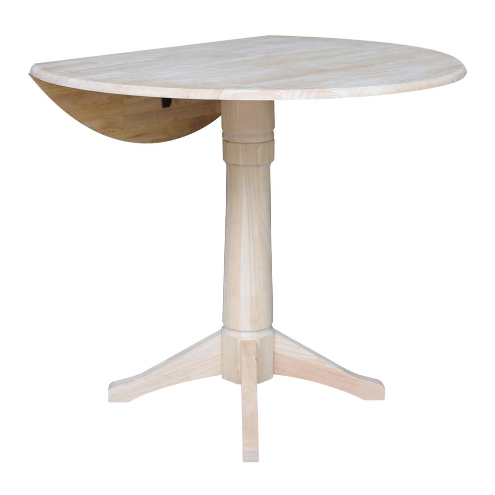 42" Round Dual Drop Leaf Pedestal Table - 36.3"H, Unfinished, Ready to finish. Picture 4