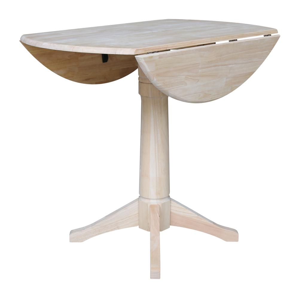 42" Round Dual Drop Leaf Pedestal Table - 36.3"H, Unfinished, Ready to finish. Picture 5