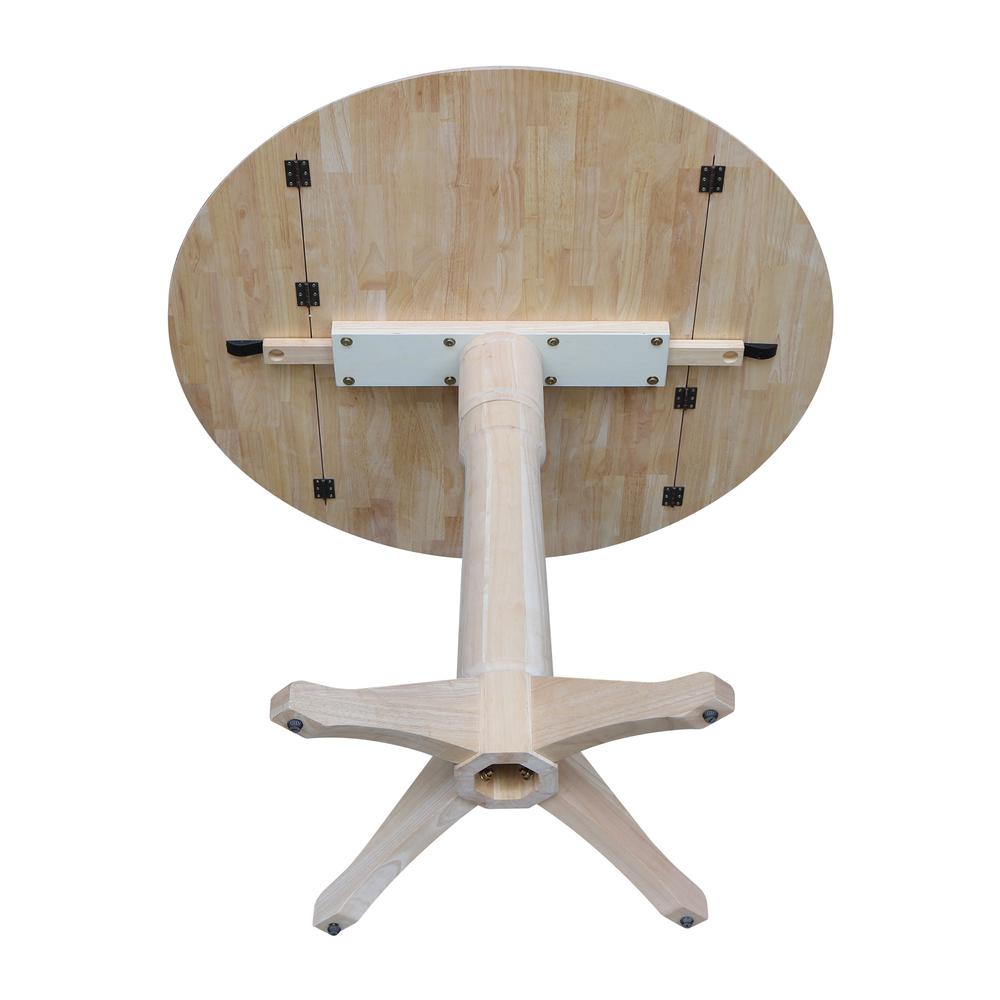 42" Round Dual Drop Leaf Pedestal Table - 36.3"H, Unfinished, Ready to finish. Picture 8