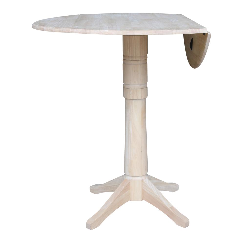 42" Round Dual Drop Leaf Pedestal Table - 42.3"H, Unfinished, Ready to finish. Picture 3