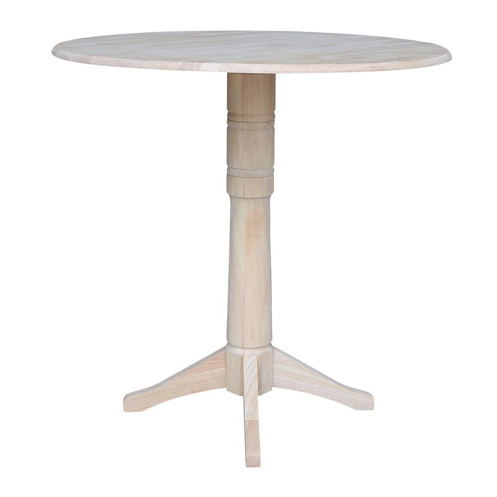 42" Round Dual Drop Leaf Pedestal Table - 42.3"H, Unfinished, Ready to finish. Picture 2