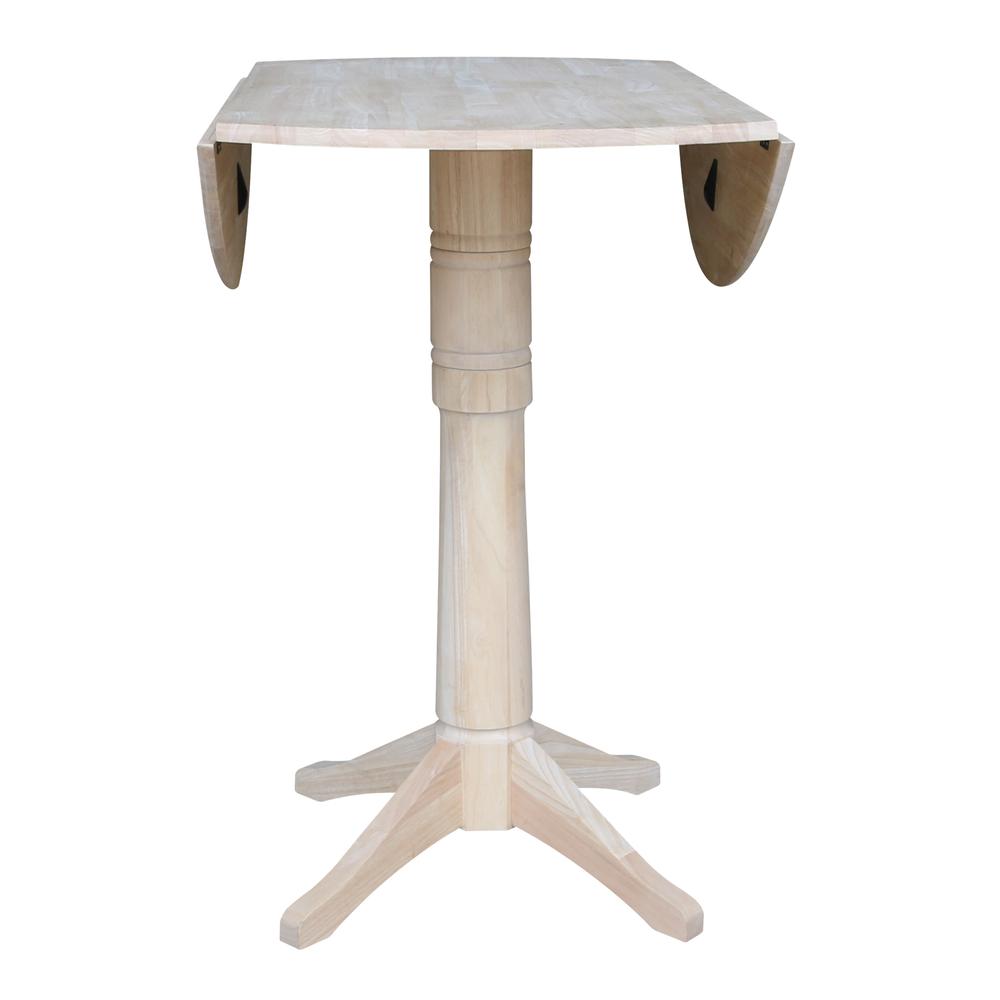 42" Round Dual Drop Leaf Pedestal Table - 42.3"H, Unfinished, Ready to finish. Picture 4