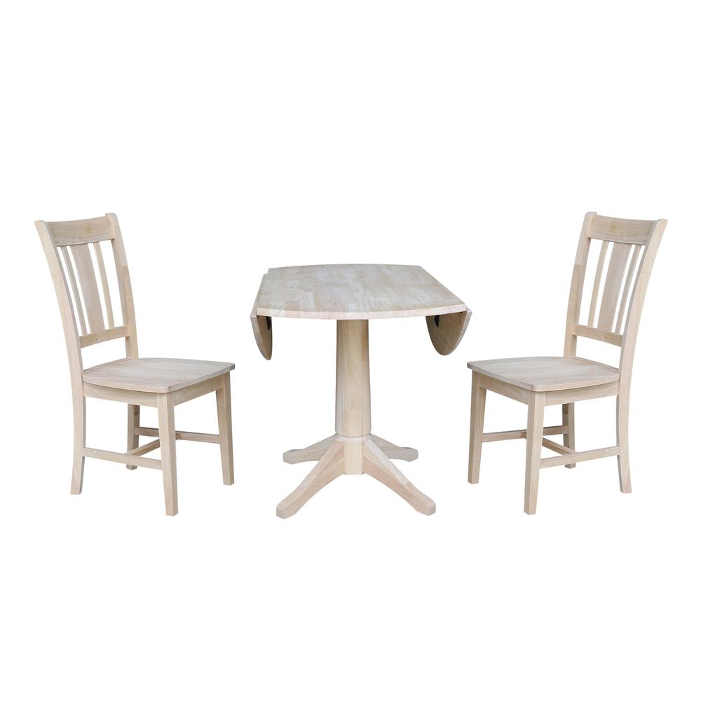 42" Round Top Pedestal Table with Two Chairs, Unfinished, Ready to finish. Picture 3