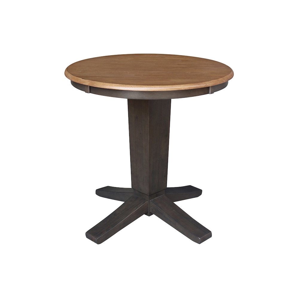 30 in Round Top Pedestal Dining Table in Hickory/Washed Coal. Picture 1