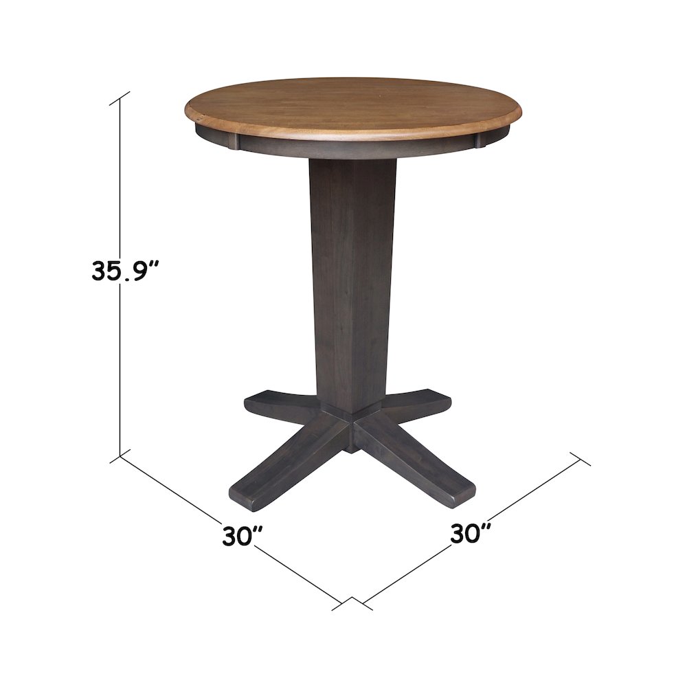 30 in Round Top Counter Height Pedestal Dining Table in Hickory/Washed Coal. Picture 2