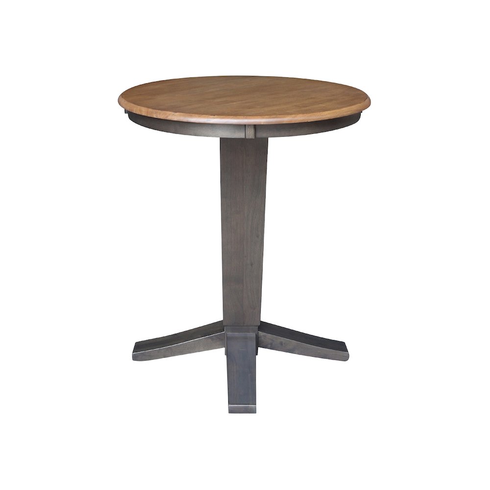 30 in Round Top Counter Height Pedestal Dining Table in Hickory/Washed Coal. Picture 3