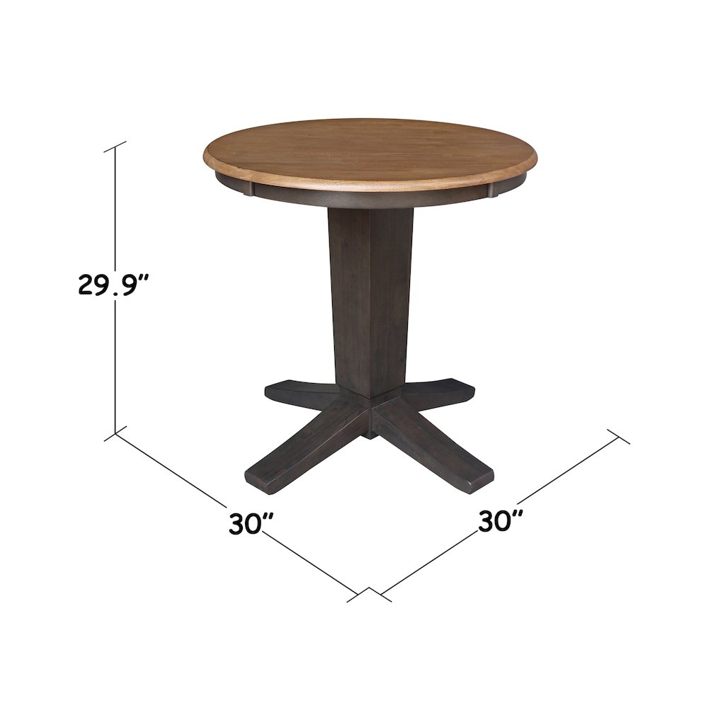 30 in Round Top Pedestal Dining Table in Hickory/Washed Coal. Picture 2
