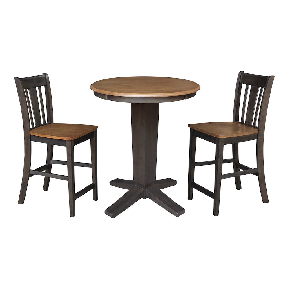 30 in Round Top Counter Height Dining Table with 2 Stools - 3 Piece Set. Picture 1