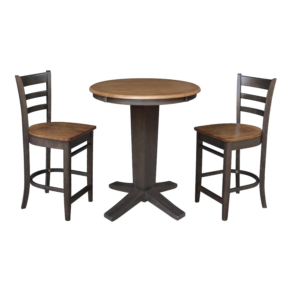 30 in Round Top Counter Height Dining Table with 2 Stools - 3 Piece Set. Picture 1