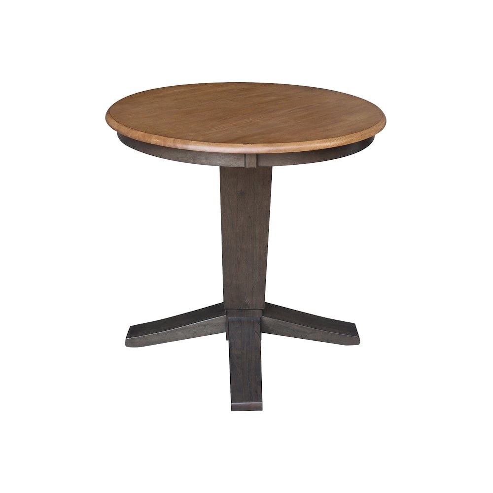 30 in Round Top Pedestal Dining Table in Hickory/Washed Coal. Picture 3