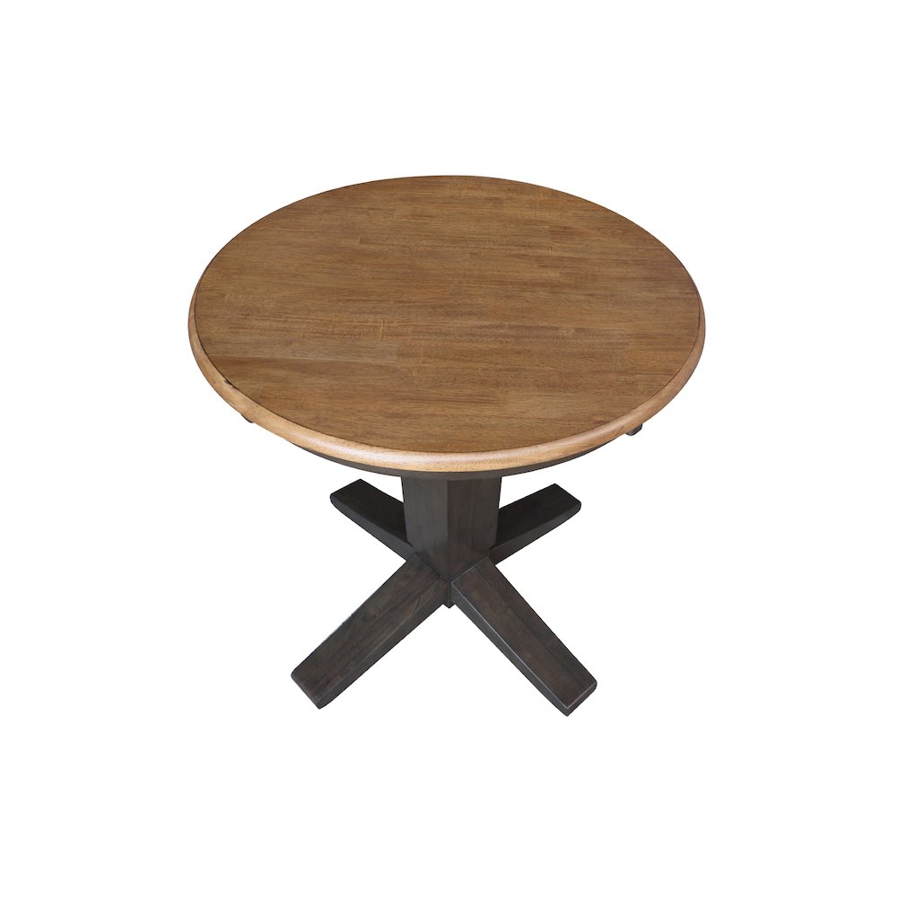 30 in Round Top Pedestal Dining Table in Hickory/Washed Coal. Picture 5