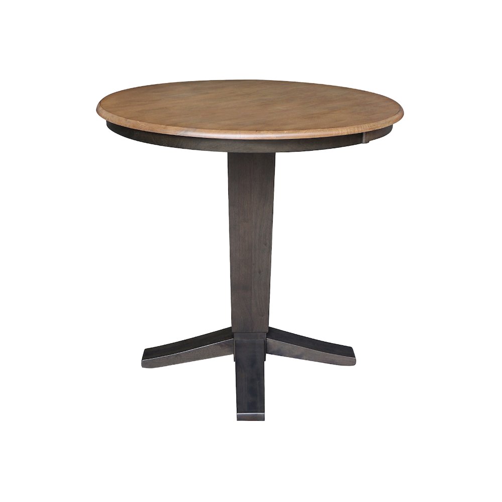 36 in Round Top Counter Height Pedestal Dining Table in Hickory/Washed Coal. Picture 3