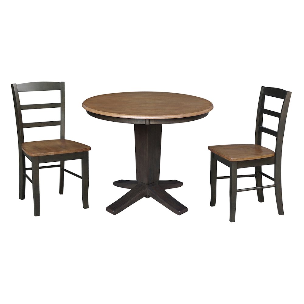 36 in Round Top Pedestal Dining Table with 2 Dining Chairs - 3 Piece Set. Picture 4