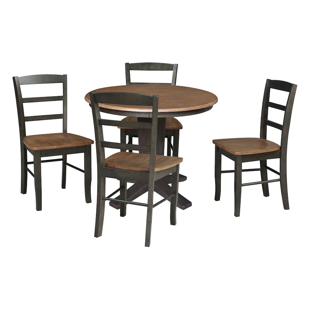 36 in Round Top Pedestal Dining Table with 4 Dining Chairs - 5 Piece Set. Picture 4