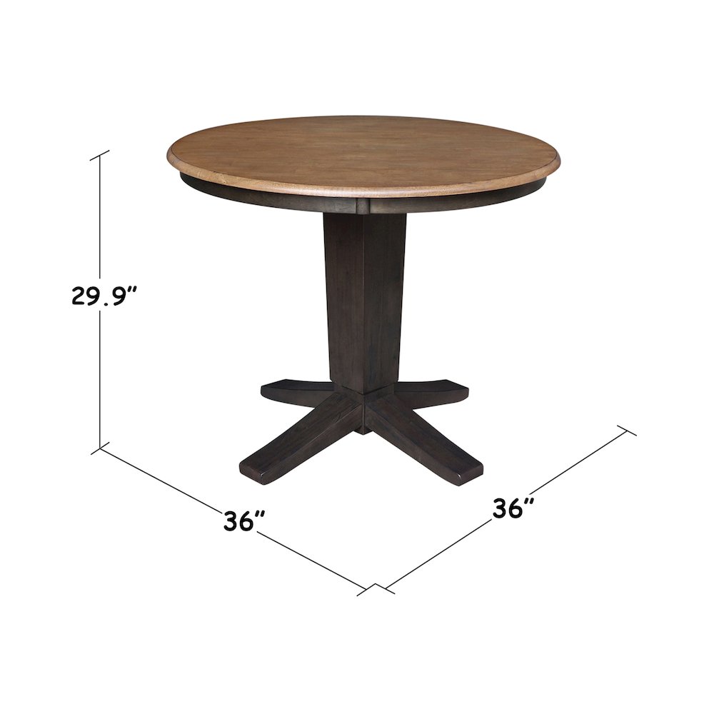36 in Round Top Pedestal Dining Table in Hickory/Washed Coal. Picture 2