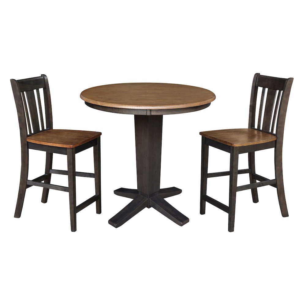36 in Round Top Counter Height Dining Table with 2 Stools - 3 Piece Set. Picture 1