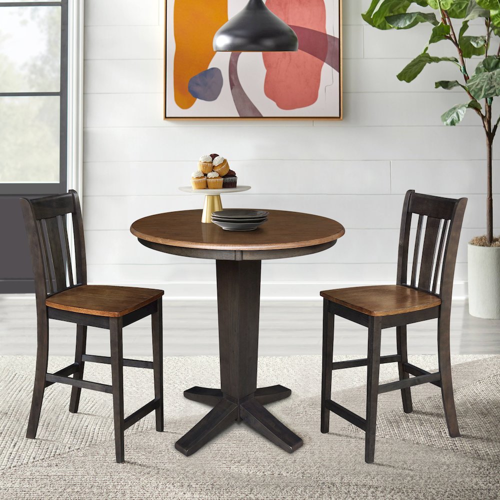 36 in Round Top Counter Height Dining Table with 2 Stools - 3 Piece Set. Picture 2