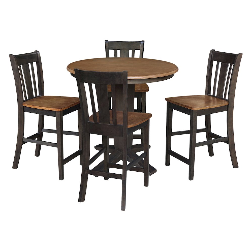36 in Round Top Counter Height Dining Table with 4 Stools - 5 Piece Set. Picture 1