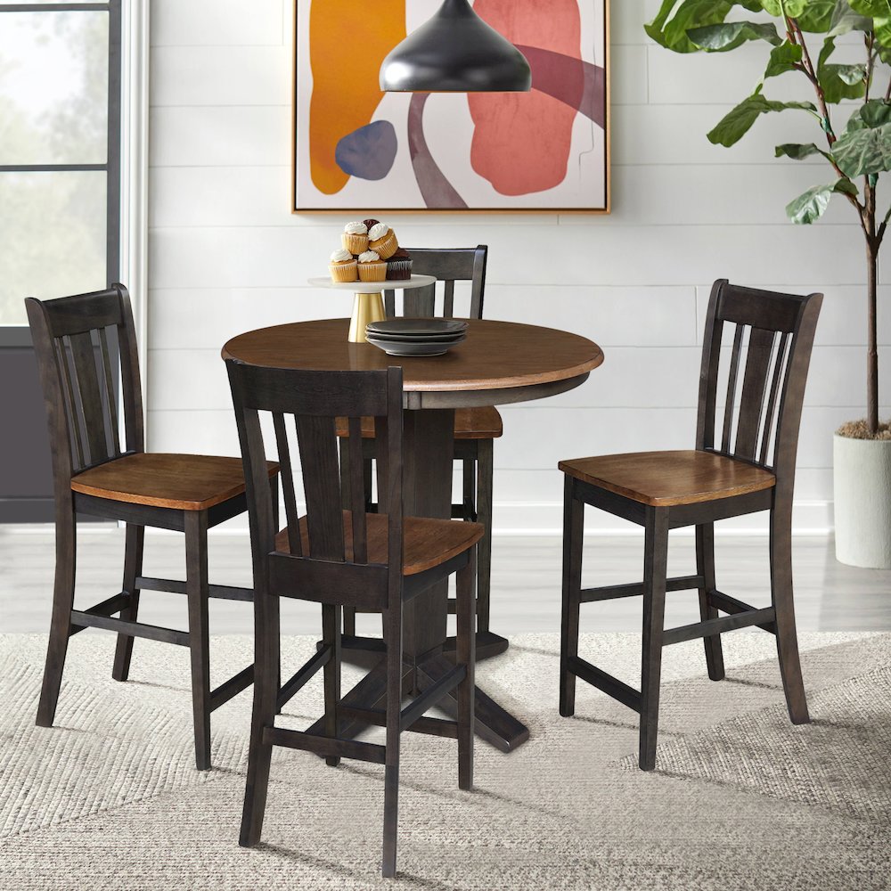 36 in Round Top Counter Height Dining Table with 4 Stools - 5 Piece Set. Picture 2