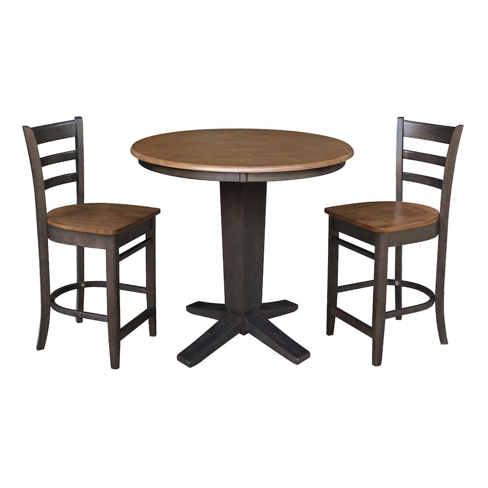 36 in Round Top Counter Height Dining Table with 2 Stools - 3 Piece Set. Picture 1
