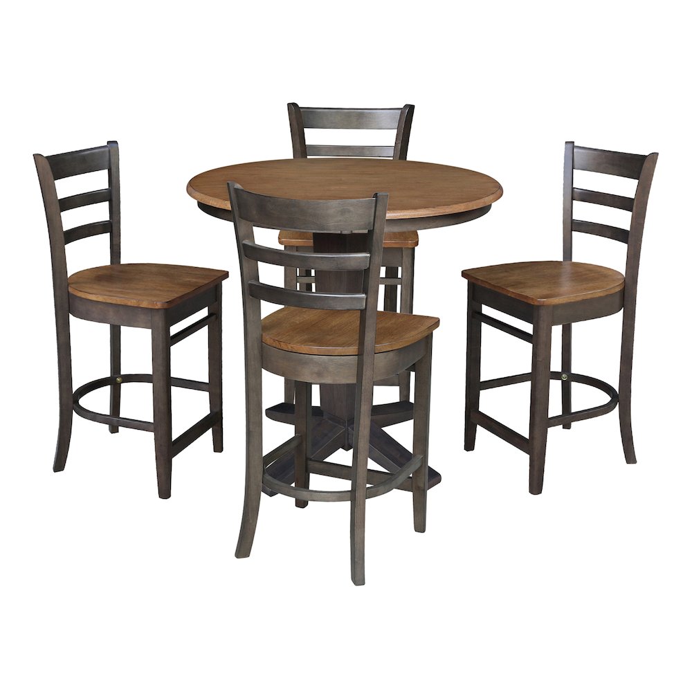 36 in Round Top Counter Height Dining Table with 4 Stools - 5 Piece Set. Picture 1
