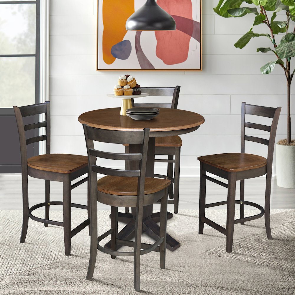 36 in Round Top Counter Height Dining Table with 4 Stools - 5 Piece Set. Picture 2