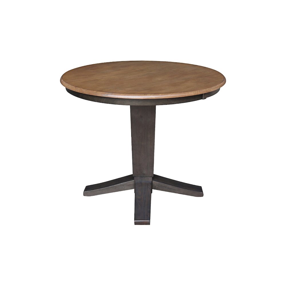 36 in Round Top Pedestal Dining Table in Hickory/Washed Coal. Picture 3