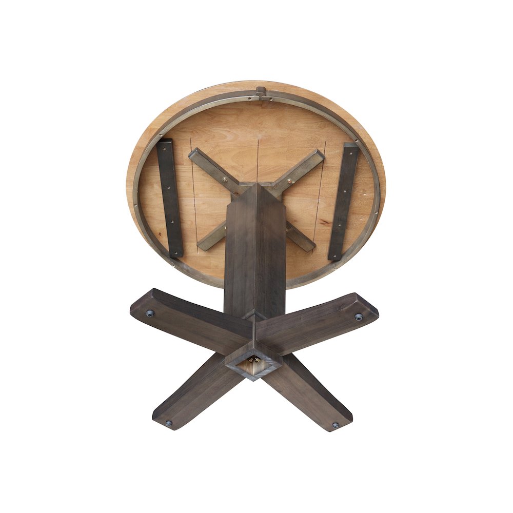 36 in Round Top Pedestal Dining Table in Hickory/Washed Coal. Picture 4
