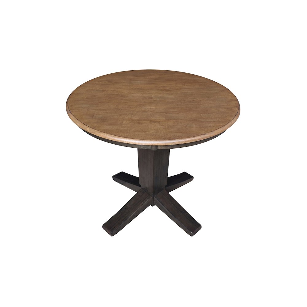36 in Round Top Pedestal Dining Table in Hickory/Washed Coal. Picture 5