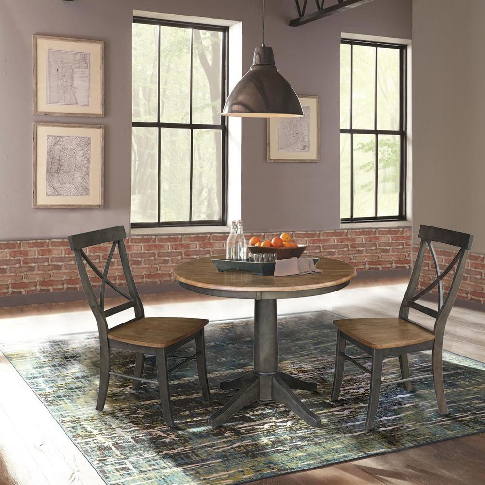 36" Round Top Pedestal Table With 2 X-Back Chairs - 3 Piece Set. Picture 4