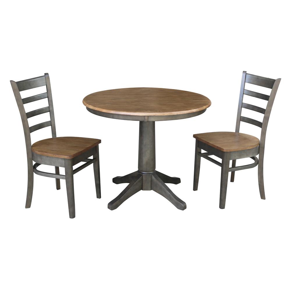 36" Round Top Pedestal Table With 2 Emily Chairs - 3 Piece Set. Picture 1