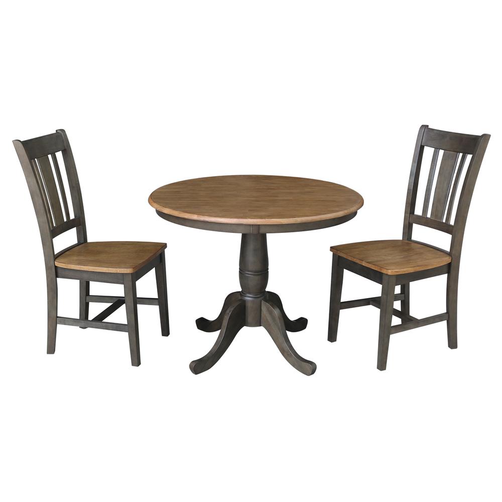 36" Round Top Pedestal Table With 2 San Remo Chairs - 3 Piece Set. Picture 1