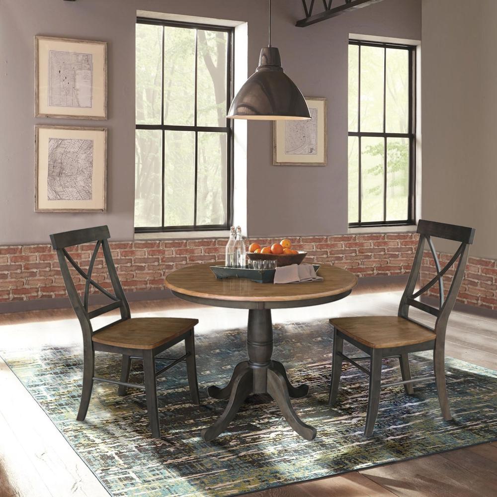36" Round Top Pedestal Table With 2 X-Back Chairs - 3 Piece Set. Picture 4