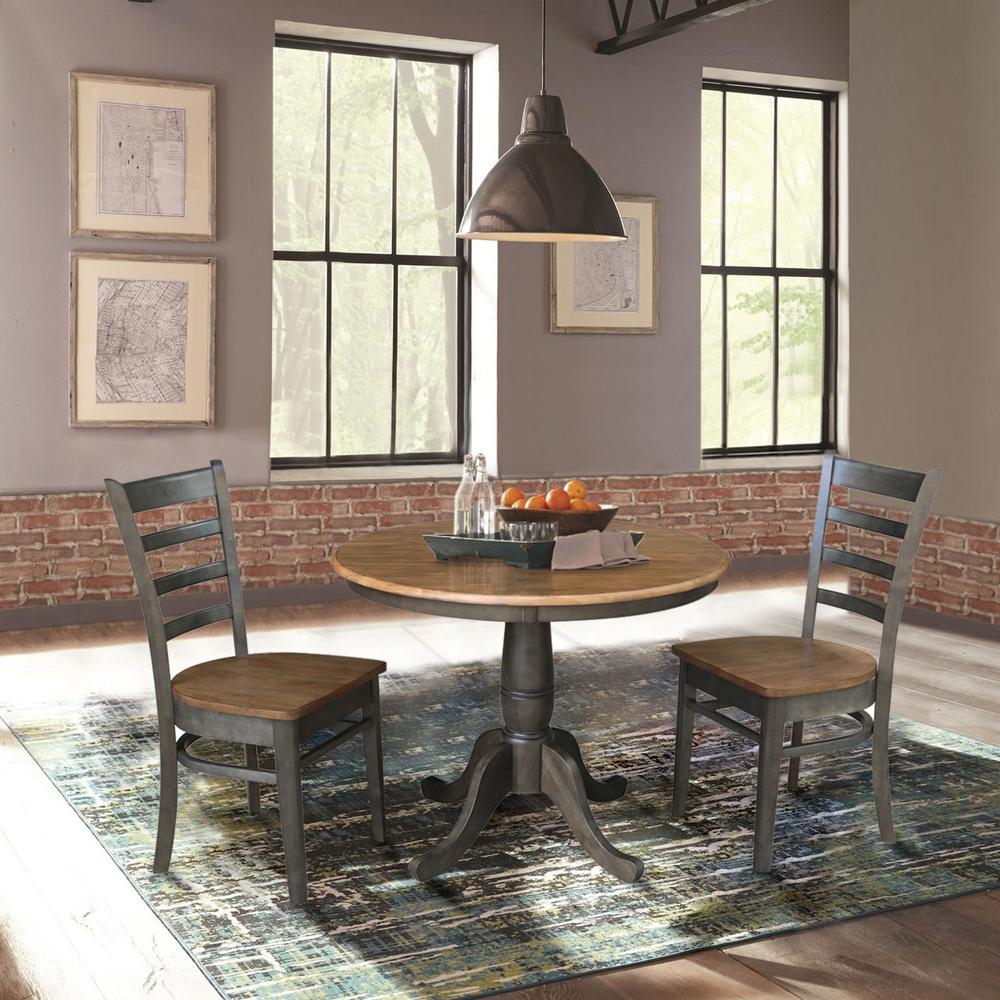 36" Round Top Pedestal Table With 2 Emily Chairs - 3 Piece Set. Picture 4