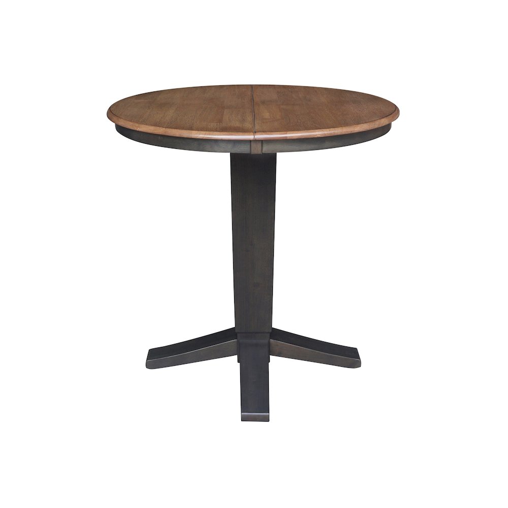 36 in Round Top Pedestal Counter Height Dining Table with 12 in Leaf. Picture 4