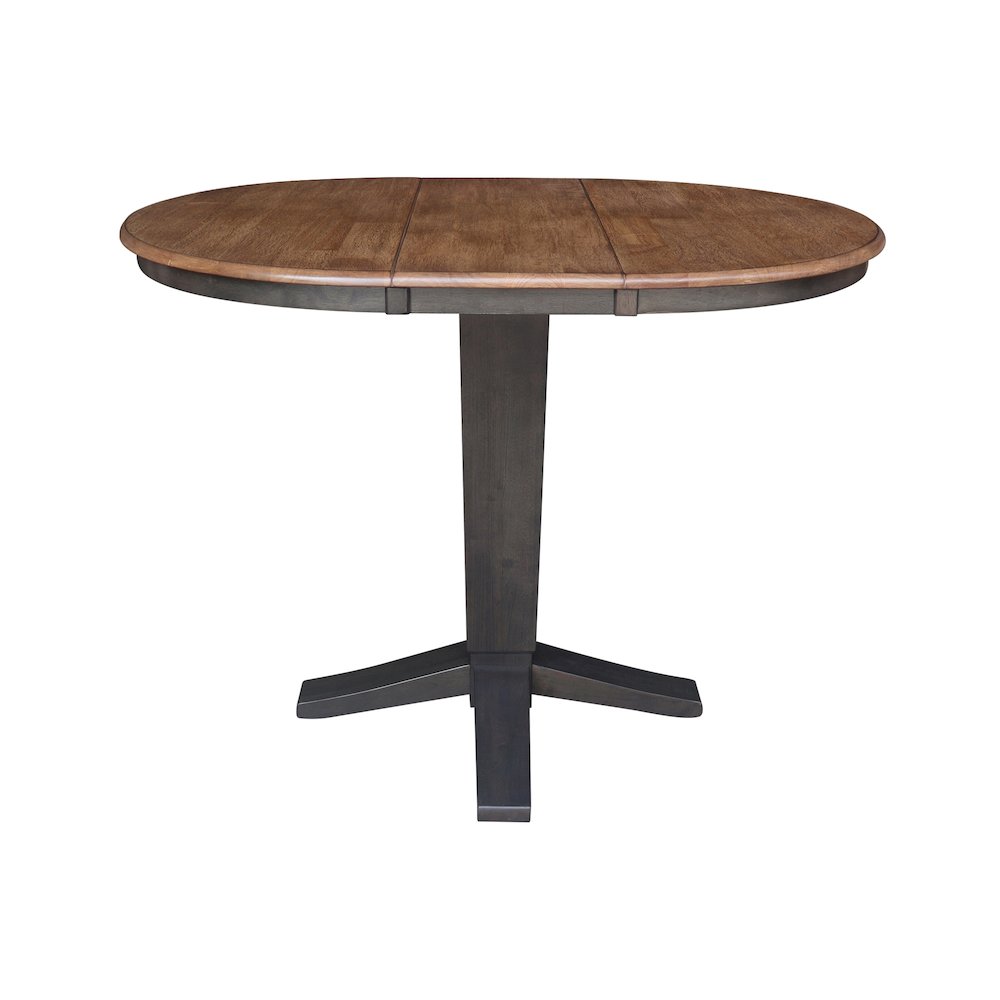 36 in Round Top Pedestal Counter Height Dining Table with 12 in Leaf. Picture 3
