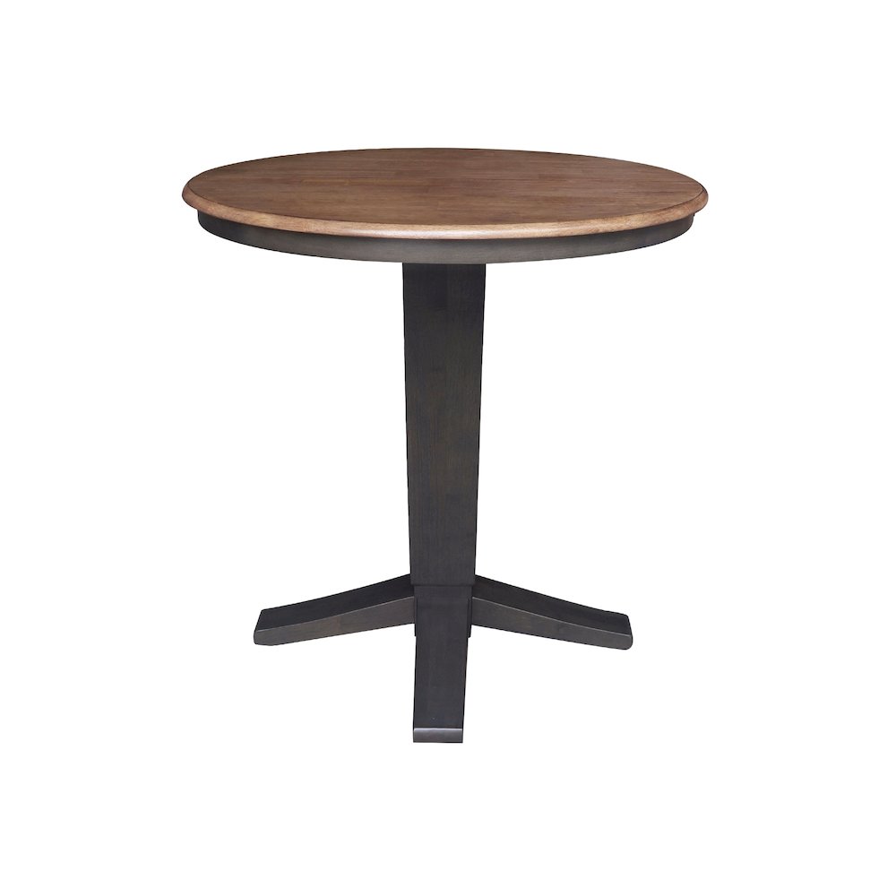36 in Round Top Pedestal Counter Height Dining Table with 12 in Leaf. Picture 6