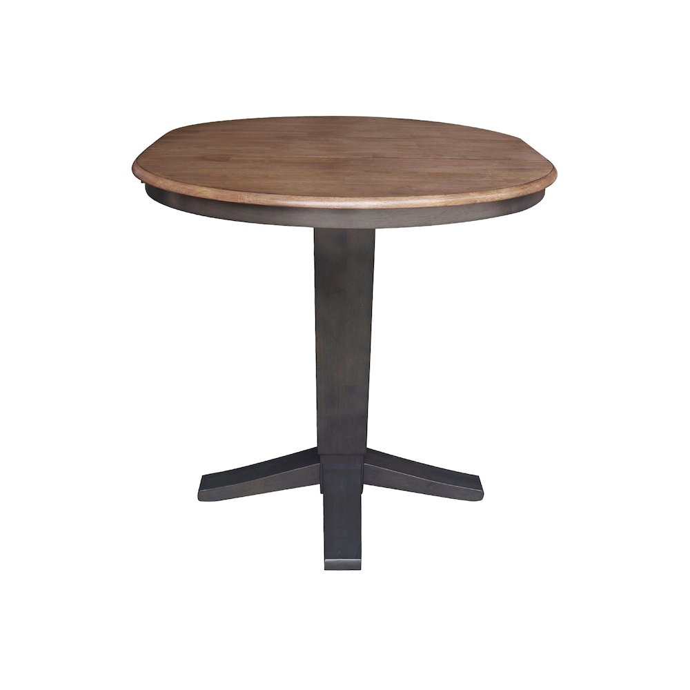 36 in Round Top Pedestal Counter Height Dining Table with 12 in Leaf. Picture 5
