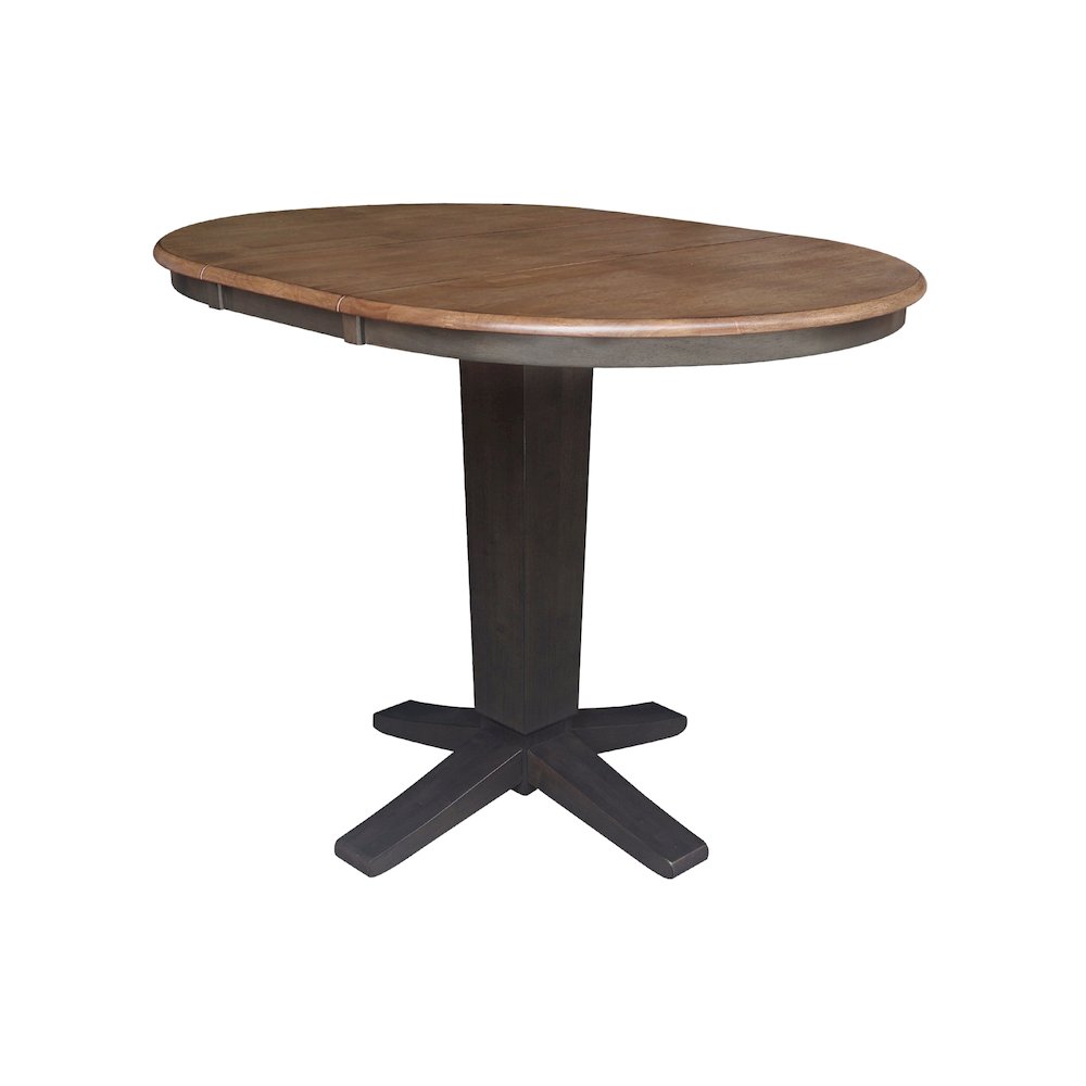 36 in Round Top Pedestal Counter Height Dining Table with 12 in Leaf. Picture 9