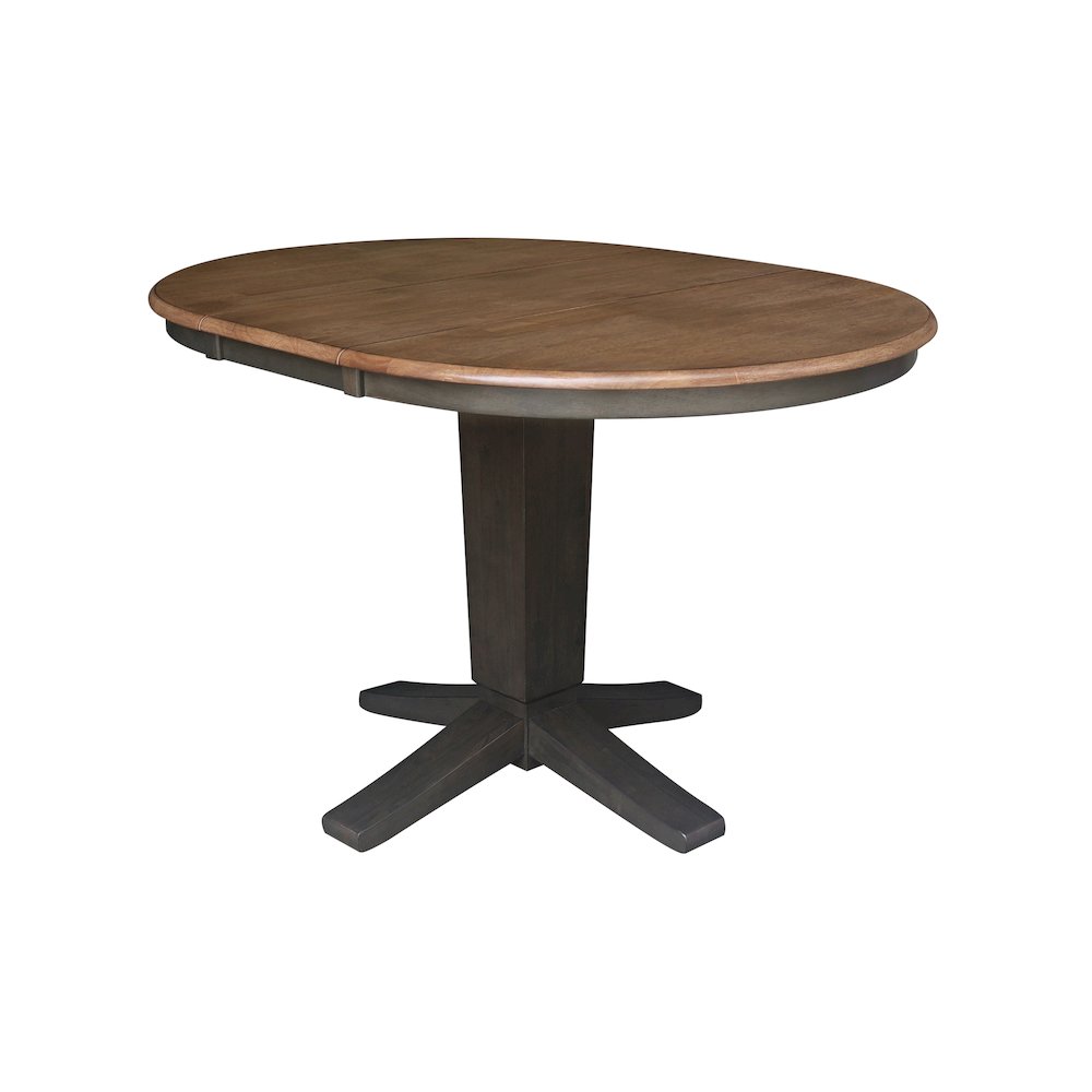 36 in Round Dining Table with 12 in Leaf and 4 Dining Chairs - 5 Piece Set. Picture 3
