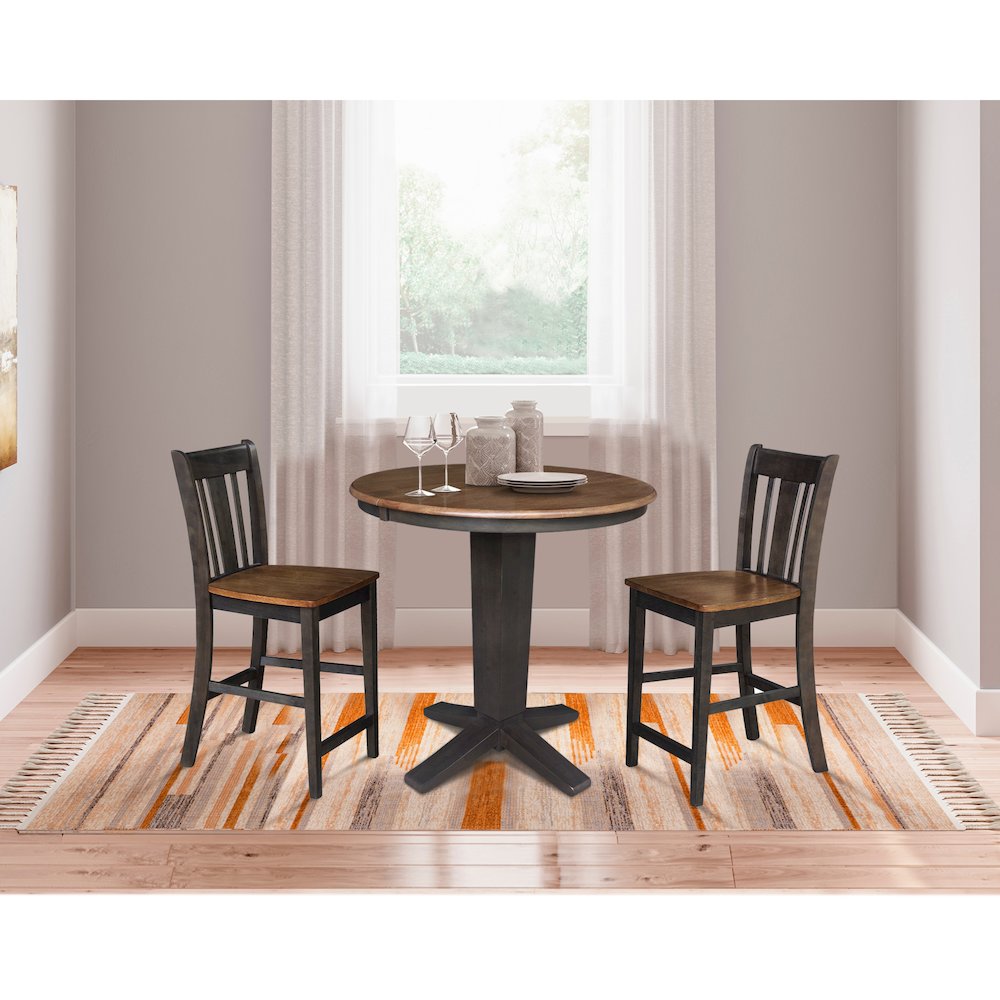 36 in Round Counter Height Dining Table with 12 and 2 Stools, 3Pcs Set. Picture 2