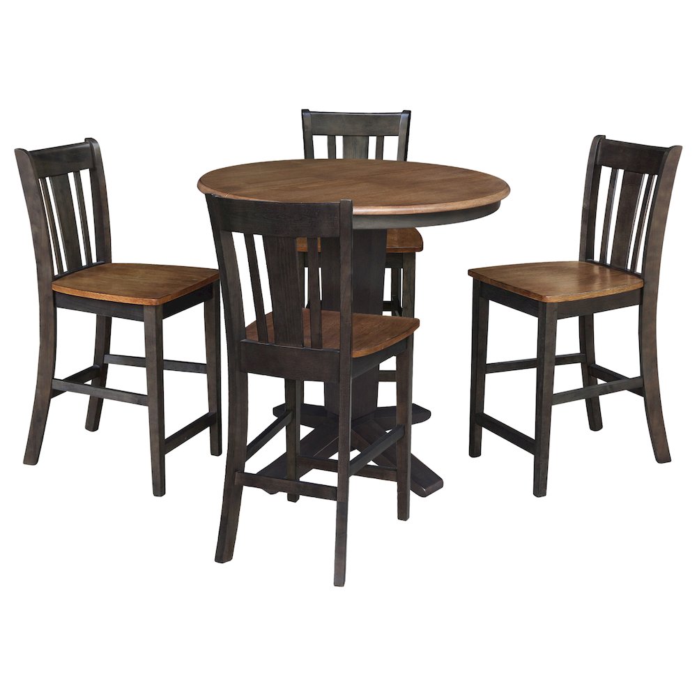 36 in Round Counter Height Dining Table with 12 in Leaf - 5 Piece Set. Picture 6
