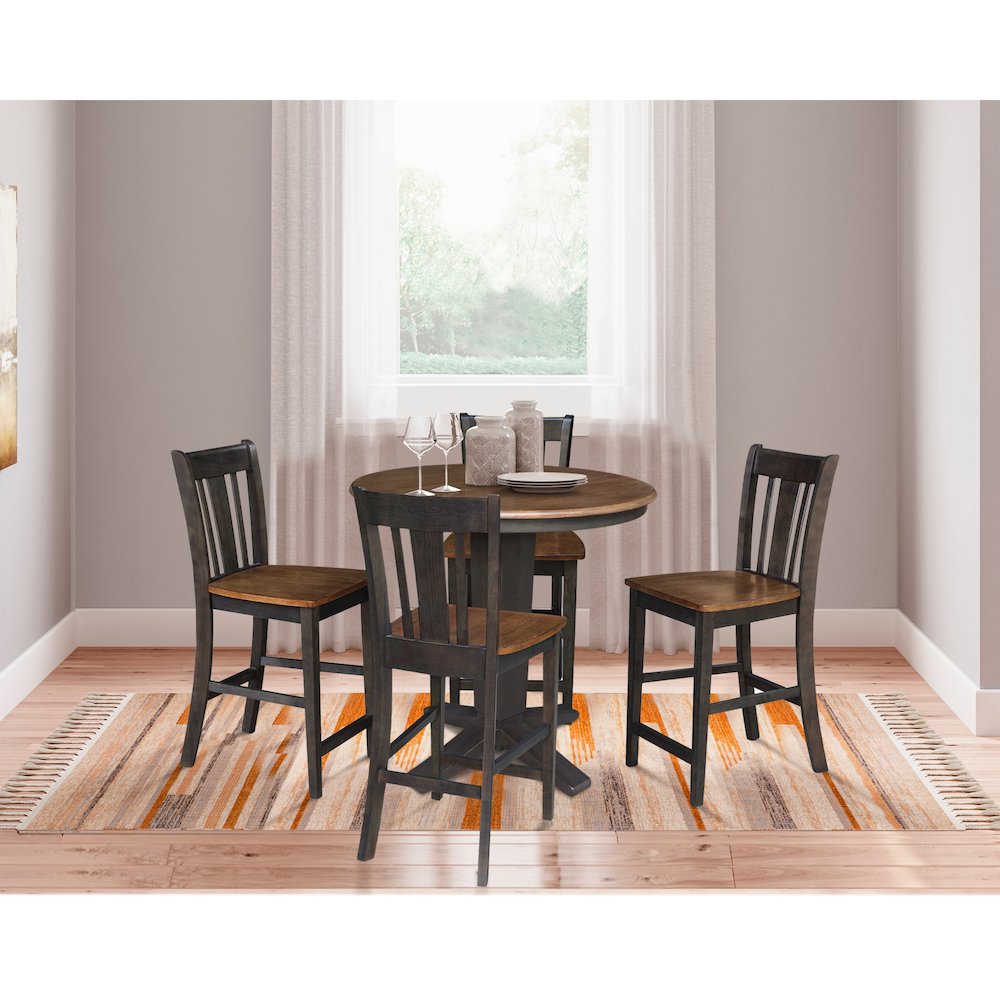 36 in Round Counter Height Dining Table with 12 in Leaf - 5 Piece Set. Picture 2