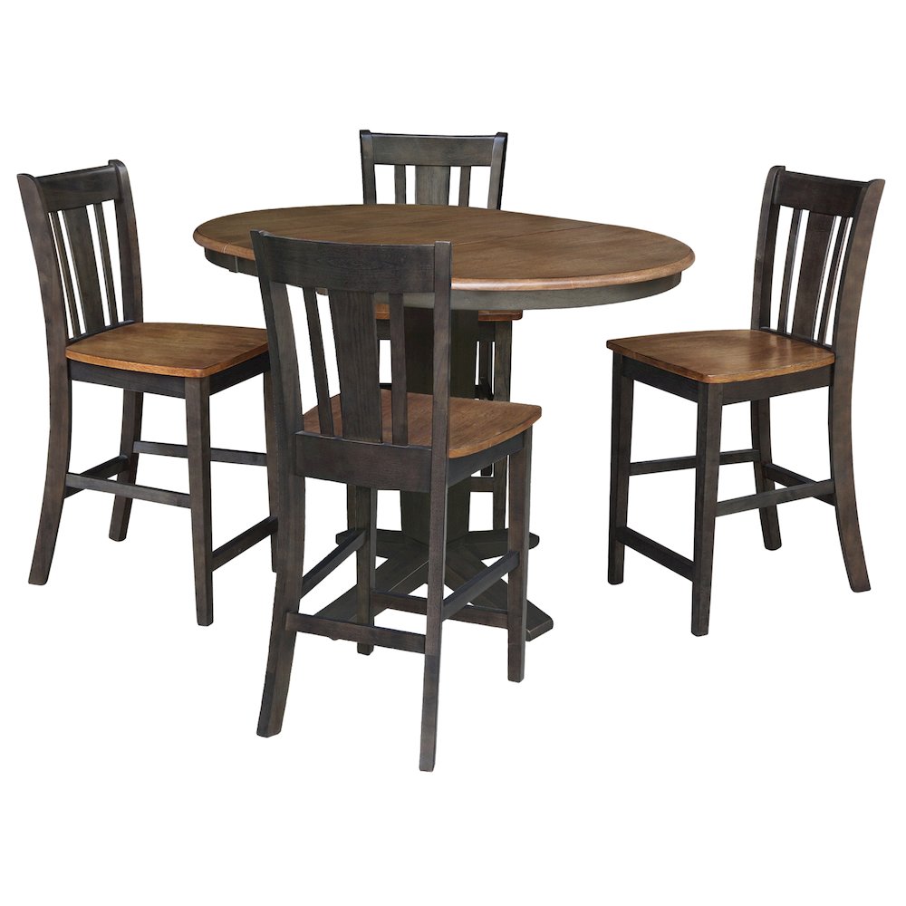 36 in Round Counter Height Dining Table with 12 in Leaf - 5 Piece Set. Picture 1