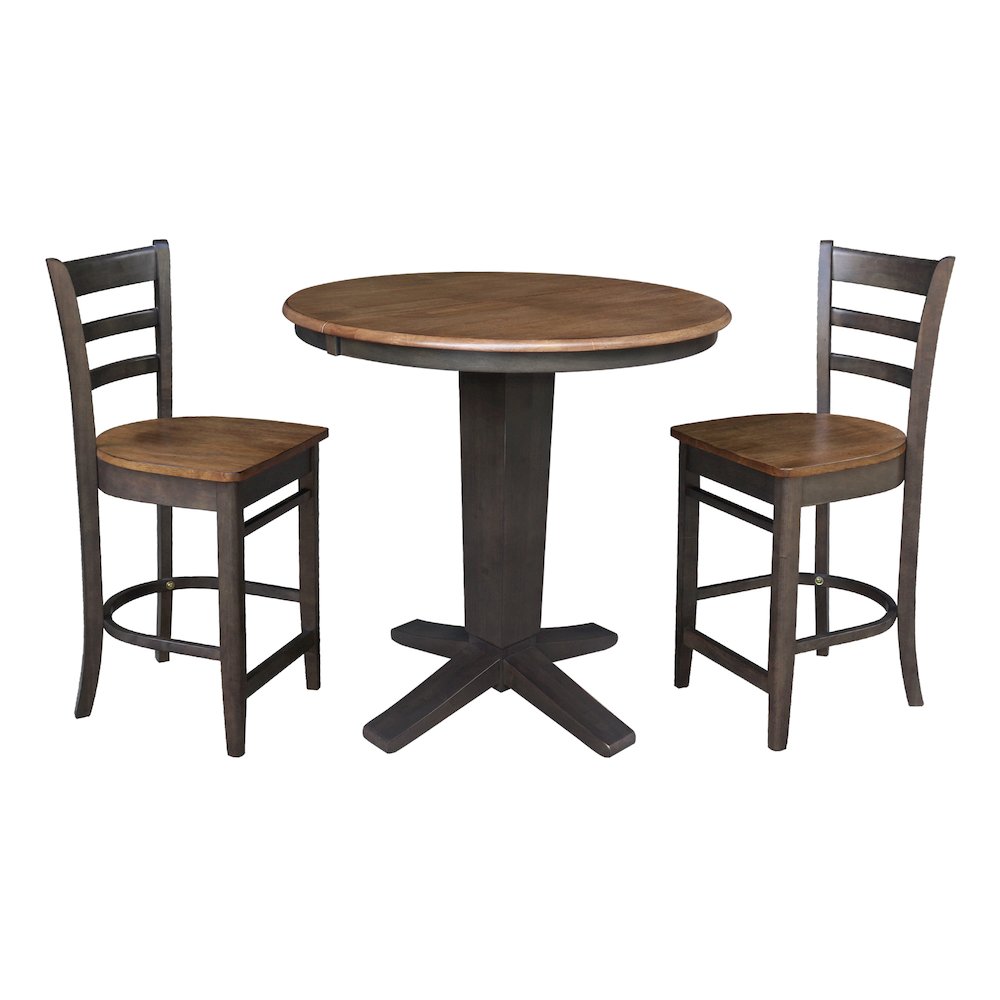 36 in Round Counter Height Dining Table with 12 and 2 Stools, 3Pcs Set. Picture 1