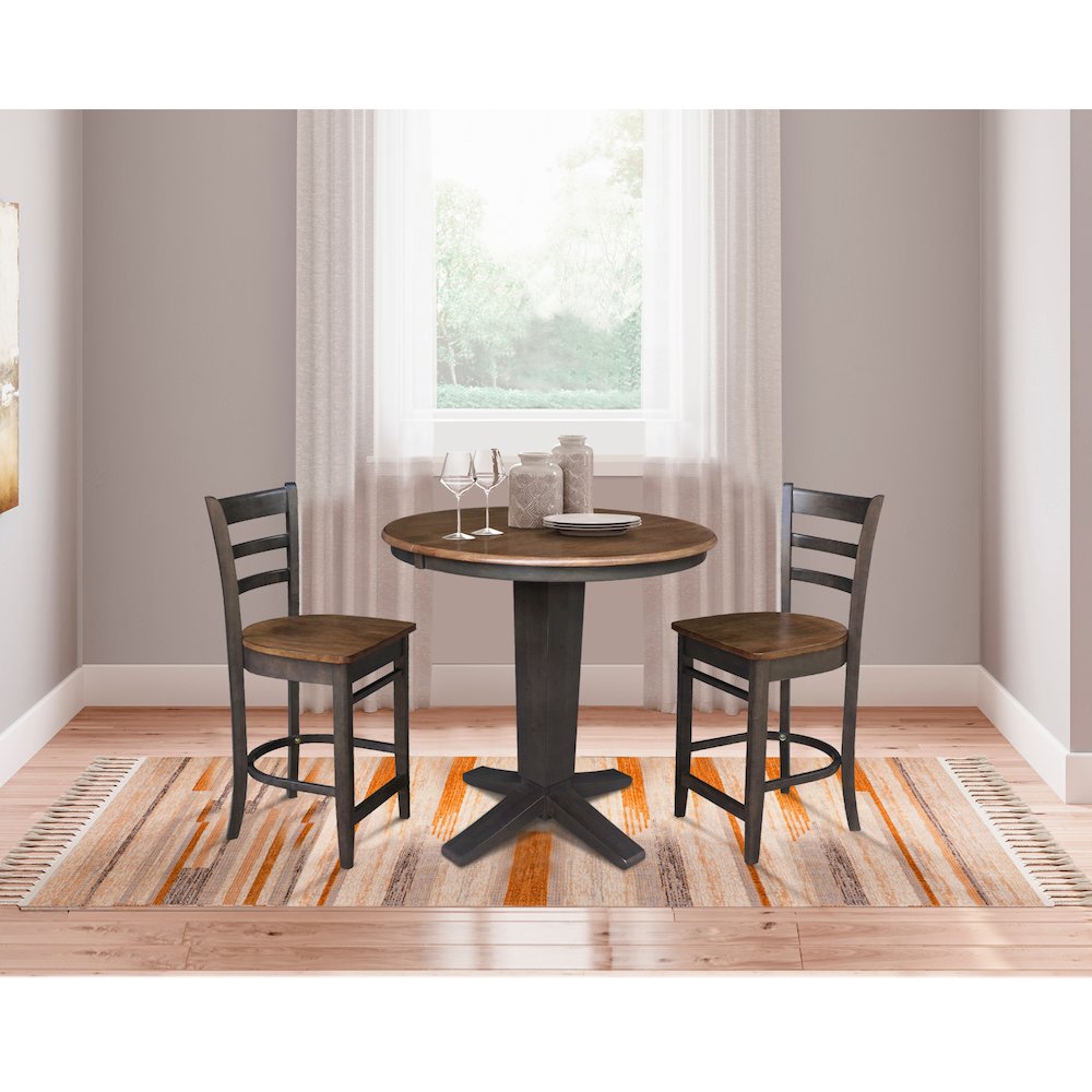 36 in Round Counter Height Dining Table with 12 and 2 Stools, 3Pcs Set. Picture 2