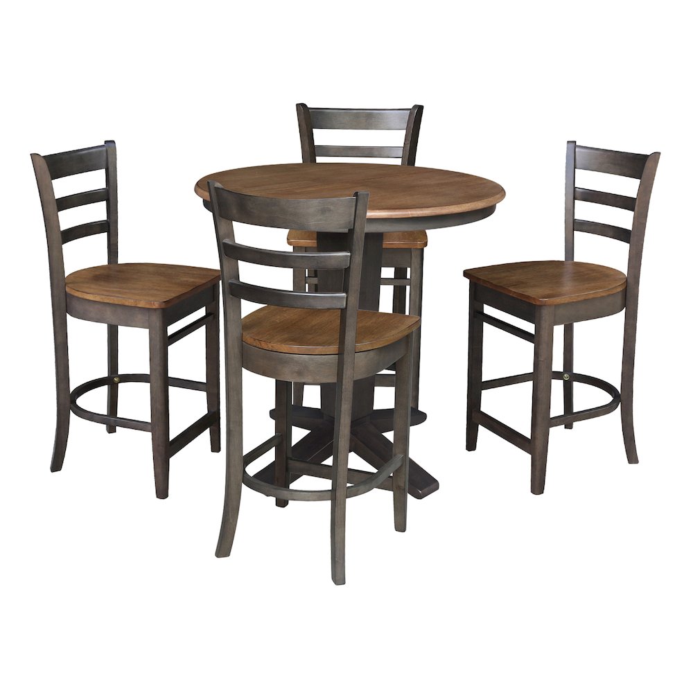 36 in Round Counter Height Dining Table with 12 in Leaf - 5 Piece Set. Picture 1