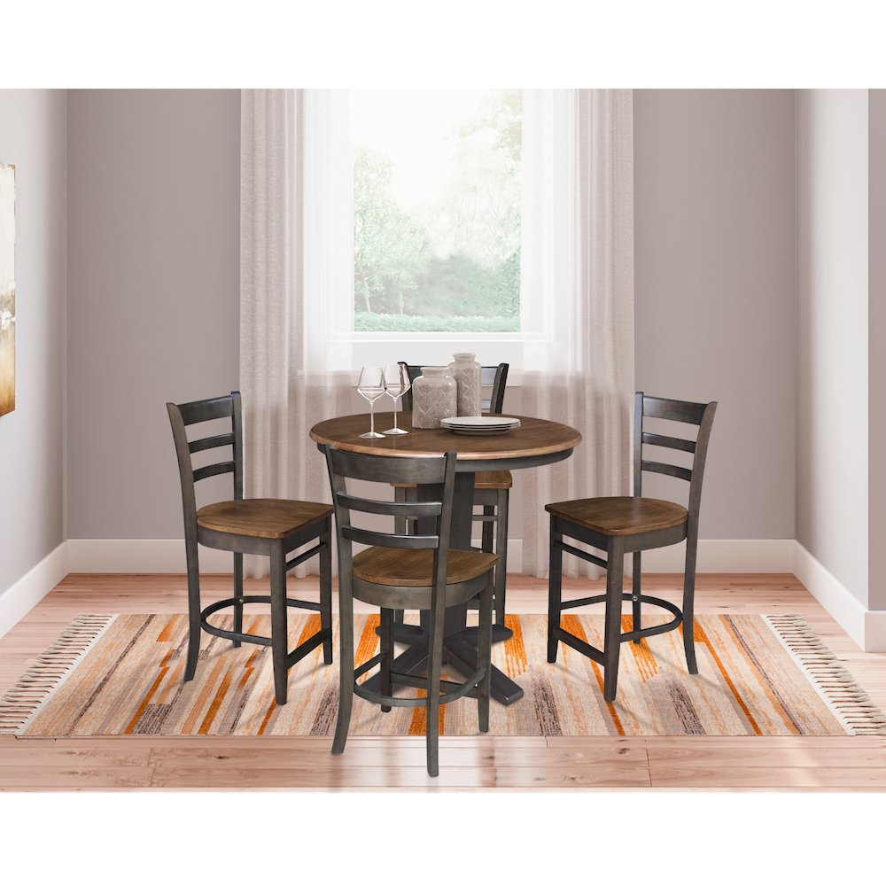 36 in Round Counter Height Dining Table with 12 in Leaf - 5 Piece Set. Picture 2
