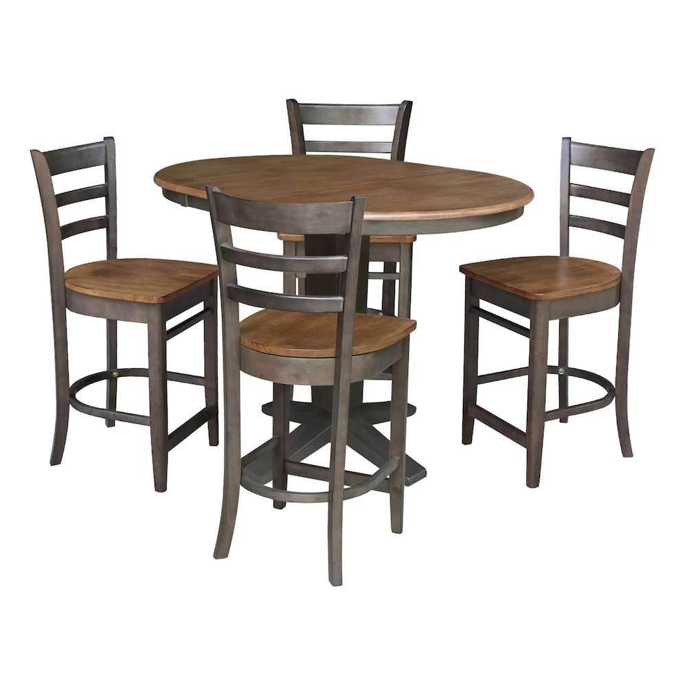 36 in Round Counter Height Dining Table with 12 in Leaf - 5 Piece Set. Picture 6