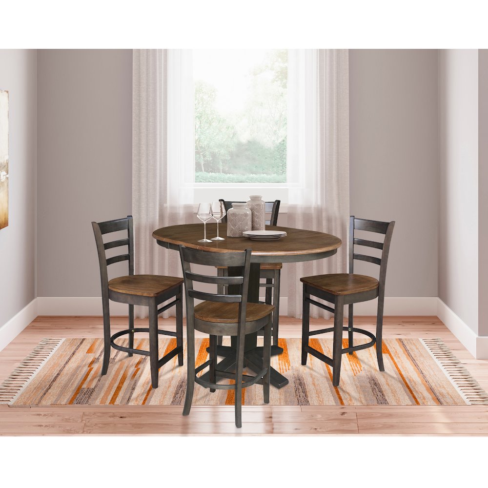 36 in Round Counter Height Dining Table with 12 in Leaf - 5 Piece Set. Picture 5